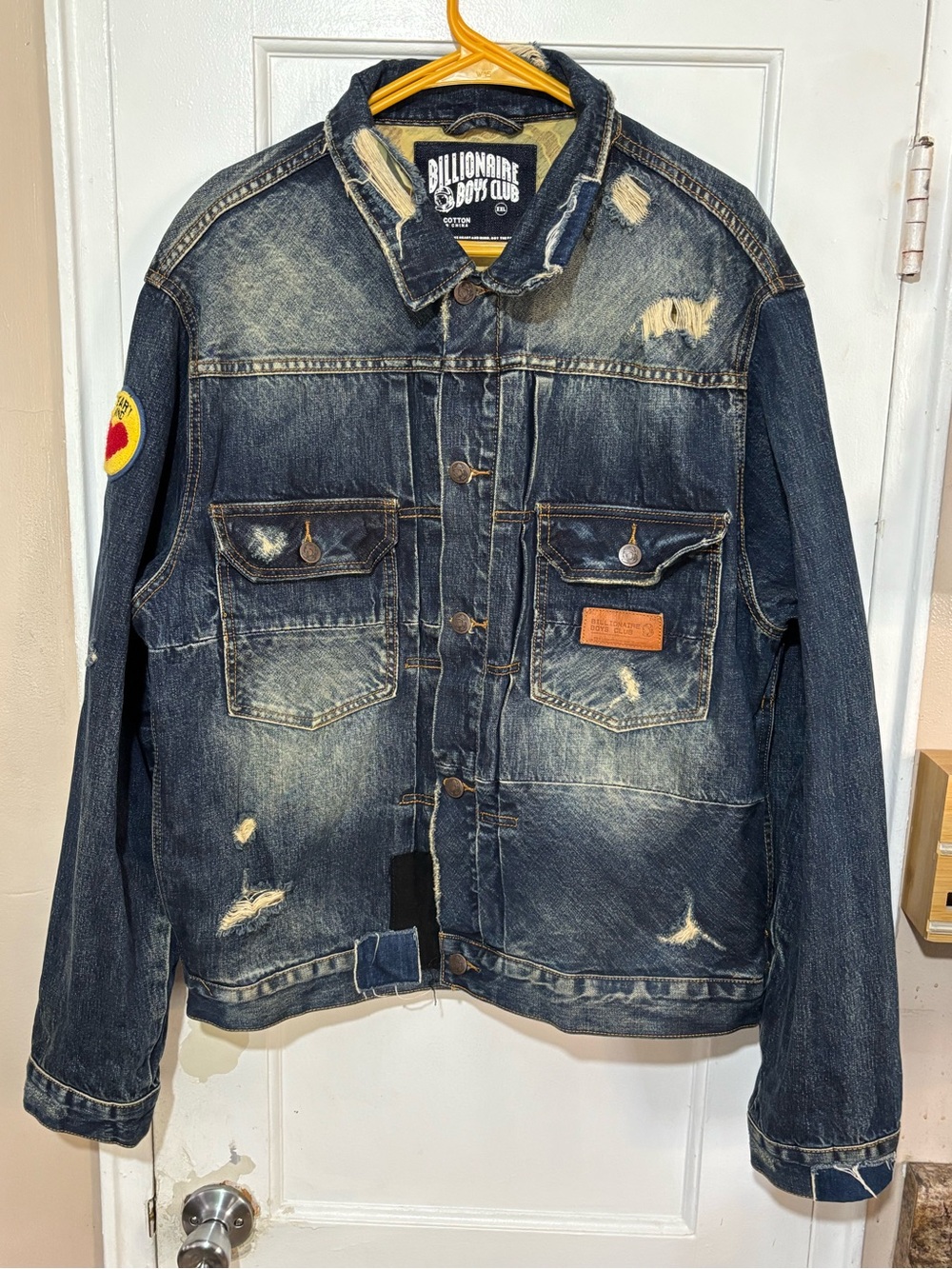 Billionaire Boys Club Distressed Indigo Denim Trucker Jacket and Hat Set Men’s.